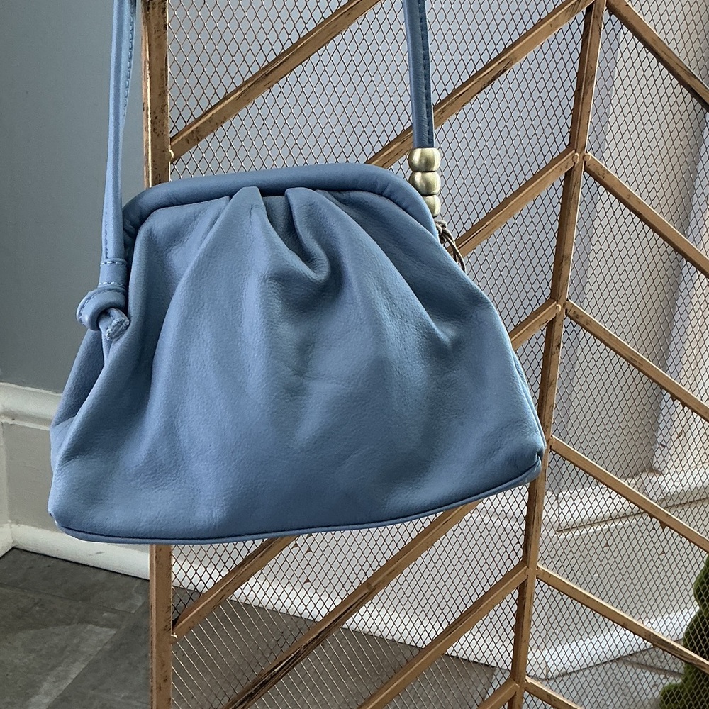 HOBO Slate Blue Leather Gathered crossbody - Picture 2 of 4